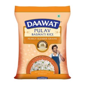 Daawat Pulav RIZ Basmati Rice 5Kg| Pearly slender Grains| Cooked Grain Upto 18mm*| Long