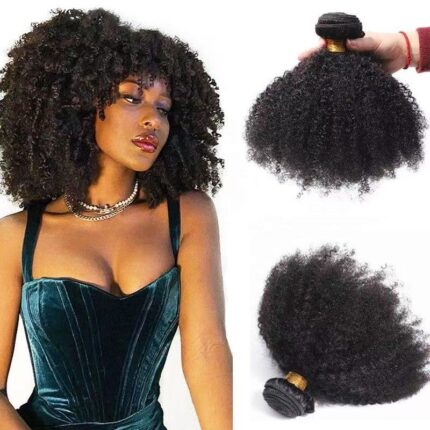 Raw Indian Afro Kinky Curly Human Hair Bundles 4B 4C Natural Virgin Curly 100% Soft Human Hair Weave Bundle Hair Extension Weft