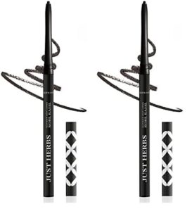 Just Herbs Retractable 2 in 1 Herbal Eyeliner + Kajal with Almond Oil & Vitamin E 11 Hour Stay Singlestroke Smudgeproof Fadeproof - 0.3g