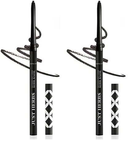 Just Herbs Retractable 2 in 1 Herbal Eyeliner + Kajal with Almond Oil & Vitamin E 11 Hour Stay Singlestroke Smudgeproof Fadeproof - 0.3g