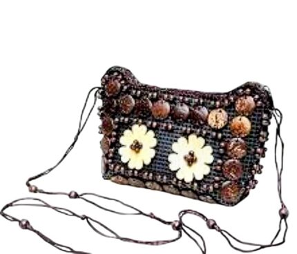 Handcrafted Coconut Shell wooden Sling bag for Women|Crossbody Purse Handmade Natural Style Hanging Bag Ladies Purse girls sling bag girls designer purse mobile purse
