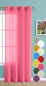 THE LINEN COMPANY 5 Feet Window Sheer Cotton Grommet Curtain Panels Textured Linen Decorative for Bedroom Living Room Pink Curtains, 1 Piece (L- 152 Cm, W- 137 Cm)
