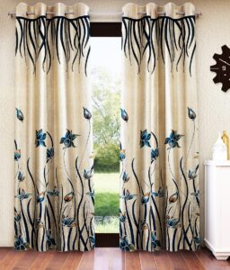 Home Sizzler 2 Pieces Stylized Tulip Grommet Polyester Window Curtain - 5 Feet, Aqua