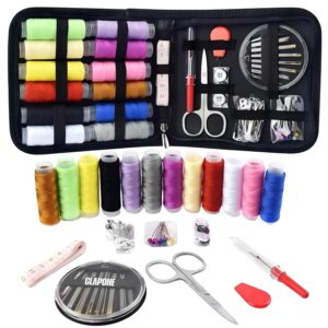 CLAPONE 80 Pcs Sewing kit Box Tailoring Accessories Sui Dhaga Kit/Thread Box Set for Sewing Machine/Needle Threader Tool/Needles/Threads, Scissors/Buttons/Scissors/Tape/Travel/Stitching Items Box for Home