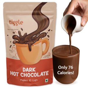 Tiggle Dark Hot Chocolate Powder Mix - 10 Cups Pack | Farm Fresh From Tamil Nadu | Thick & Chocolatey Drink | Enjoy Hot or Cold | Vegan & Gluten-Free | No Preservatives | Ready in 2 minutes