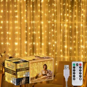 300 LED Curtain String Light | Warm White Fairy Lights with Plastic Hooks & Remote | 8 Lighting Modes | Indoor Outdoor Decoration Lights for Diwali, Wedding, Wall, Balcony, Party, Home Décor