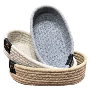 LUXE HOME INTERNATIONAL 3-Piece Cotton Storage Basket Set – Multicolor, Eco-Friendly & Durable, Multipurpose Baskets for Laundry, Toys, Clothes, Home Organization and Decor