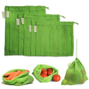 100% cotton set of 6 fridge bag | Eco-friendly natural vegetables bags for fridge storage & mesh net vegetable bag fridge | Multi-purpose Eco-friendly cotton mesh (Neem Green)