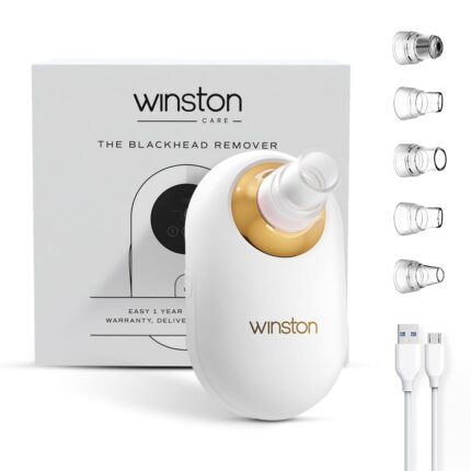 Winston Rechargeable Electric Blackhead Remover Machine for Men and Women - 60 Min | Acne and Pore Cleaner, Whitehead Remover with 5 Suction Heads for (All Skin Type) - 1-Year Warranty