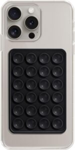 EDNITA Suction Phone Case, Phone Suction Sticker, Silicone Suction Phone Case for Hands-Free Mobile Accessory Holder Grip, Video Phone Accessory Compatible Mirror, Shower-Black (Pack of-1)