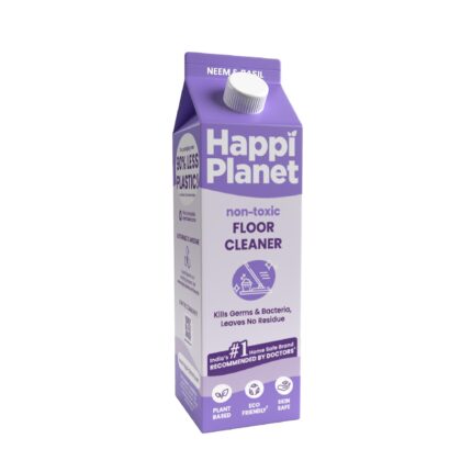Happi Planet | Organic & Herbal Floor & Bathroom Cleaner, Powered by Neem | 1L | Freshness of Basil | Natural, Plant Based, Non-Toxic, Eco-Friendly | Pet & Baby Safe | Marble, Granite & Wood Safe