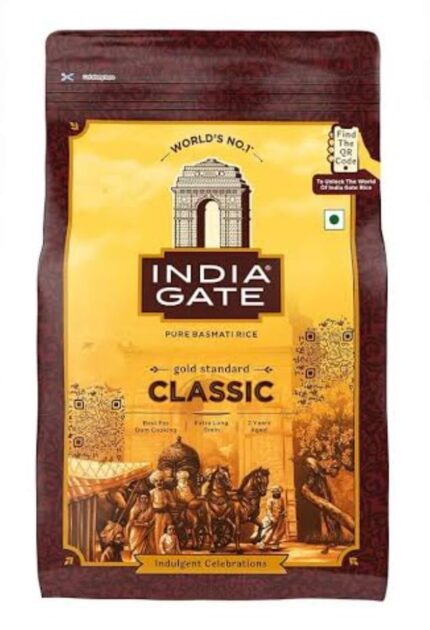 India Gate Basmati Rice Pouch, Classic, 1kg