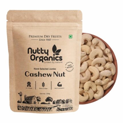 Nutty Organics Whole Cashew Nuts 1000 Gm | Hand Selected Jumbo | Nutritious & Delicious Nuts | Natural & Crunchy | Healthy Dry Fruit Snack