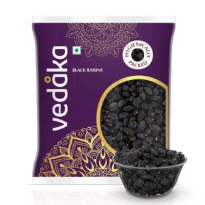 Vedaka Premium Black Raisins (Seedless) | 500 G | Kali Kishmish, Kali Draksh, Dry Fruits, Flavourful & Delicious Snack, Source Of Potassium & Dietary Fibre